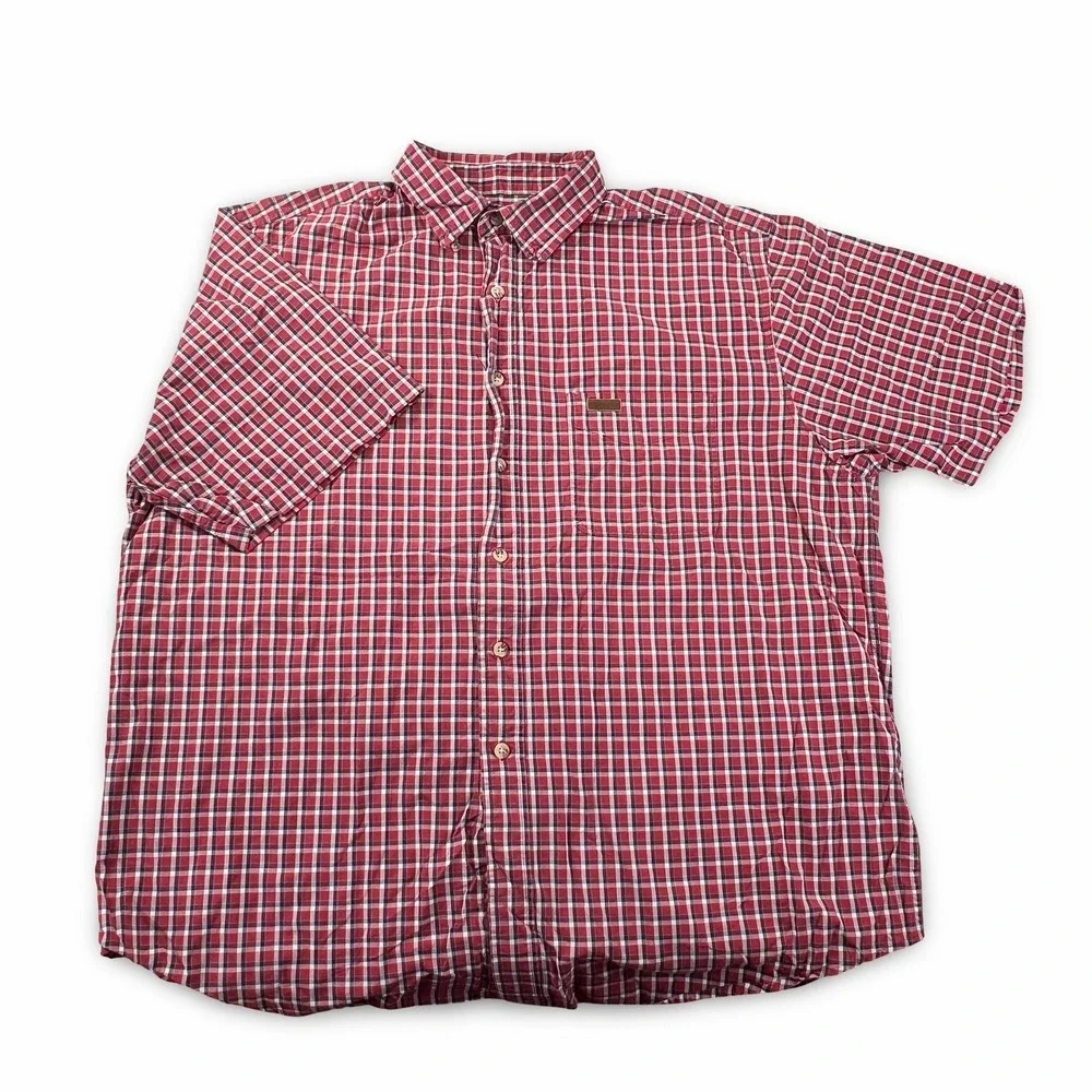 Carhartt Button Down Shirt Mens XL Red Plaid Short Sleeve Cotton